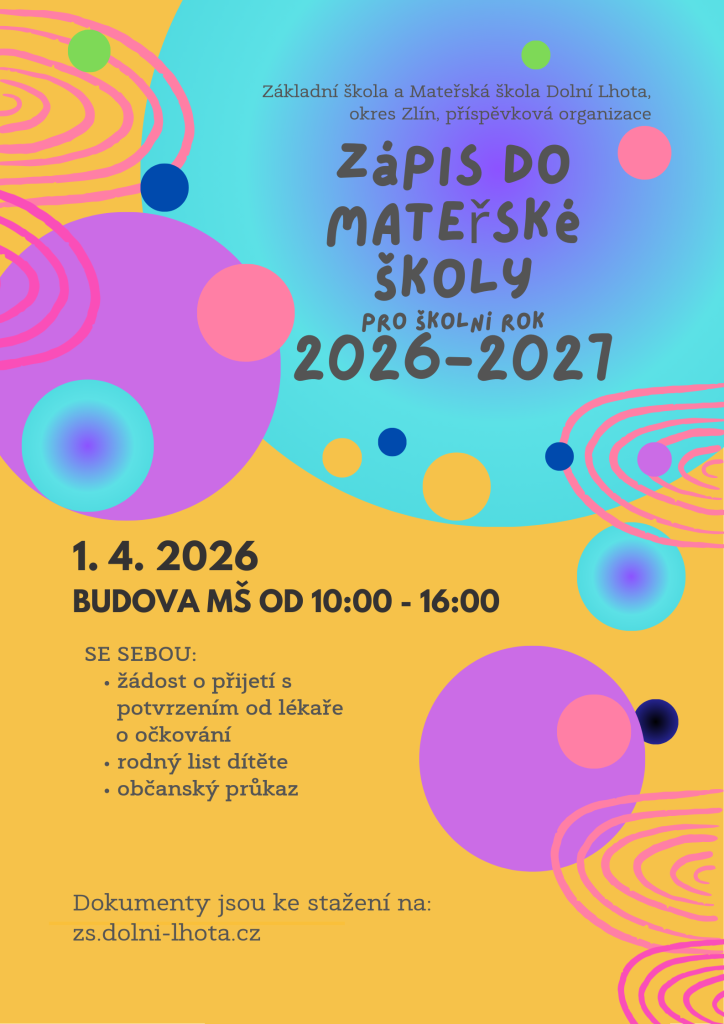 Zápis dětí do&nbsp;mateřské školy pro&nbsp;školní rok 2026-2027